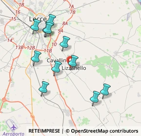 Mappa Via Chiurlia, 73023 Lizzanello LE, Italia (4.14636)