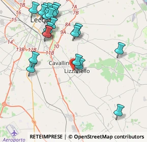 Mappa Via Chiurlia, 73023 Lizzanello LE, Italia (5.186)