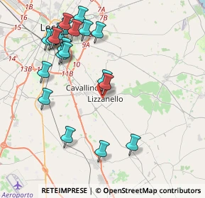 Mappa Via A. Vespucci, 73023 Lizzanello LE, Italia (4.8585)