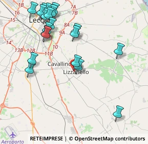 Mappa Via A. Vespucci, 73023 Lizzanello LE, Italia (5.2355)