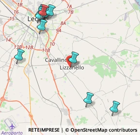 Mappa Via A. Vespucci, 73023 Lizzanello LE, Italia (5.87091)