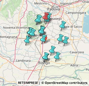 Mappa 35020 Pozzonovo PD, Italia (11.3275)