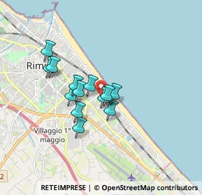 Mappa Via Pietro Cossa, 47924 Rimini RN, Italia (1.28846)