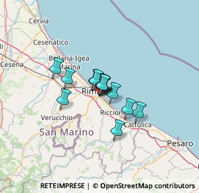 Mappa Via Olindo Guerrini, 47924 Rimini RN, Italia (7.06538)