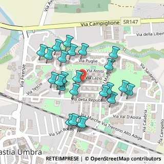 Mappa Via Lazio, 06083 Bastia Umbra PG, Italia (0.23333)