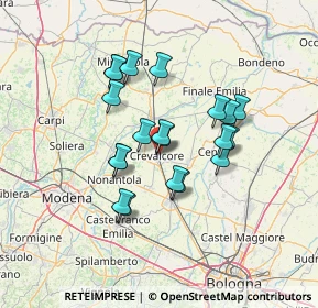 Mappa 40014 Crevalcore BO, Italia (11.3315)