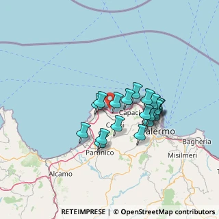 Mappa Via Piraineto, 90044 Carini PA, Italia (12.302)