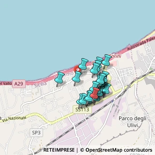 Mappa Via Volpe, 90044 Carini PA, Italia (0.77407)