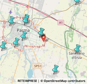 Mappa Via Mario Sironi, 43123 Parma PR, Italia (5.10818)