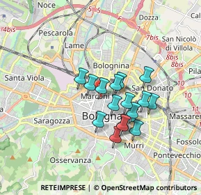 Mappa Via Avesella, 40121 Bologna BO, Italia (1.30882)