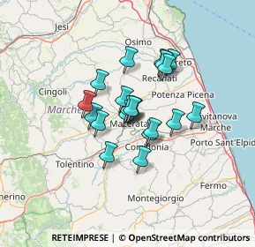 Mappa Via G. Mario Crescimbeni, 62100 Macerata MC, Italia (9.2435)