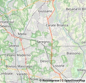 Mappa 20831 Seregno MB, Italia (3.6985)
