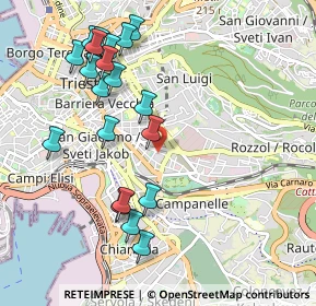 Mappa Via Giglio Padovan, 34138 Trieste TS, Italia (1.074)
