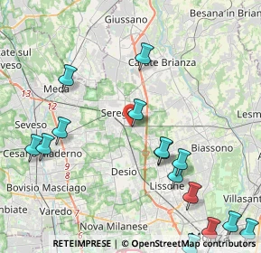 Mappa Via Bergamo, 20831 Seregno MB, Italia (5.36667)