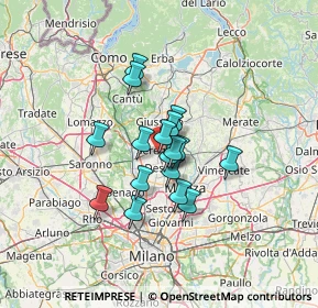 Mappa Via Pietro Toselli, 20831 Seregno MB, Italia (8.95529)