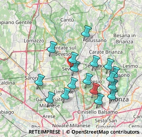 Mappa Via San Martino, 20822 Seveso MB, Italia (7.17588)