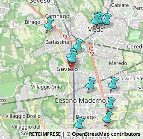 Mappa Via San Martino, 20822 Seveso MB, Italia (2.13833)