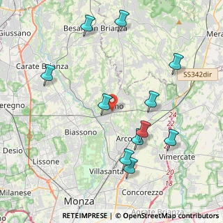 Mappa 20855 Lesmo MB, Italia (4.42545)