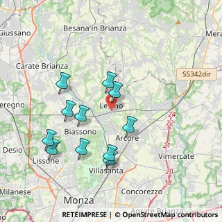 Mappa 20855 Lesmo MB, Italia (3.68545)