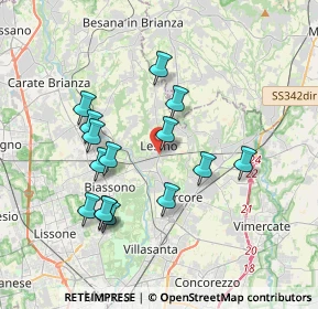 Mappa 20855 Lesmo MB, Italia (3.44067)