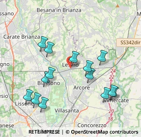 Mappa 20855 Lesmo MB, Italia (3.96571)