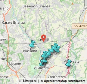 Mappa 20855 Lesmo MB, Italia (3.69583)