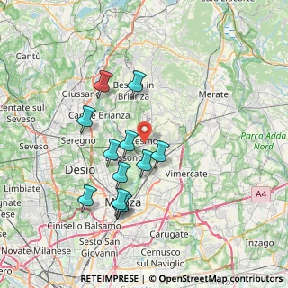 Mappa 20855 Lesmo MB, Italia (6.8525)