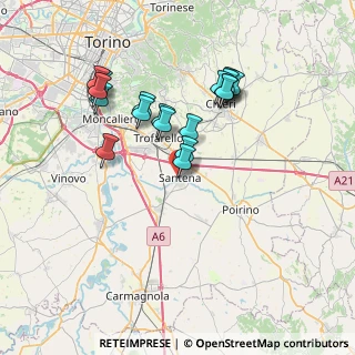 Mappa Via Piave, 10026 Santena TO, Italia (6.83333)