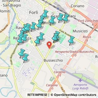 Mappa Via La Greca Francesco, 47121 Forlì FC, Italia (1.022)