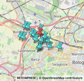 Mappa Via Ponte Romano, 40133 Bologna BO, Italia (1.0525)