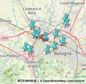 Mappa Via Ponte Romano, 40133 Bologna BO, Italia (2.85583)