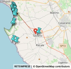 Mappa Via W. Tobagi, 73057 Taviano LE, Italia (6.68056)