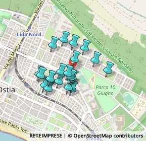 Mappa Piazza Tolosetto Farinati degli Uberti - Box, 00122 Lido di Ostia RM, Italia (0.3475)