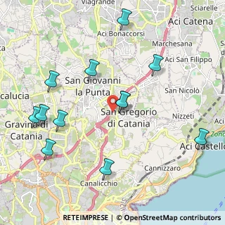 Mappa A18 Messina - Catania, 95027 San Gregorio di Catania CT, Italia (2.57583)