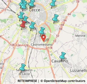 Mappa Frazione Castro Mediano-strada Provinciale Per, 73020 Cavallino LE, Italia (2.86143)