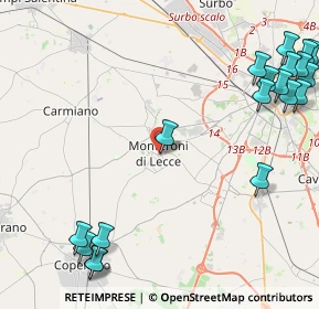 Mappa Via S. Francesco D'Assisi, 73047 Monteroni di Lecce LE, Italia (6.79526)