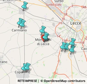 Mappa Via S. Francesco D'Assisi, 73047 Monteroni di Lecce LE, Italia (4.44167)