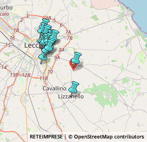 Mappa Via Lizzanello, 73023 Merine LE, Italia (4.01333)