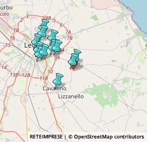 Mappa Via Lizzanello, 73023 Merine LE, Italia (3.53417)