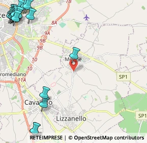 Mappa Di lizzanello, 73023 Merine LE, Italia (4.0595)