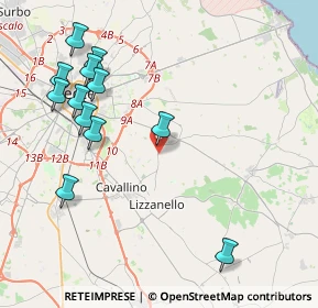 Mappa Di lizzanello, 73023 Merine LE, Italia (5.04)