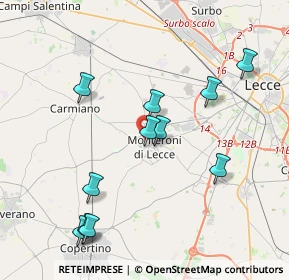 Mappa Via A. Pacinotti, 73047 Monteroni di Lecce LE, Italia (4.43182)