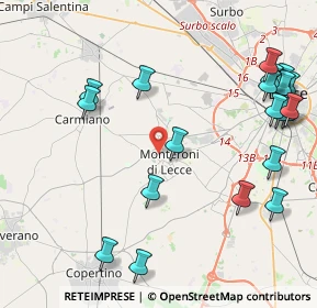 Mappa Via A. Pacinotti, 73047 Monteroni di Lecce LE, Italia (5.7195)