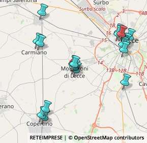 Mappa Piazza Italia, 73047 Monteroni di Lecce LE, Italia (4.86667)