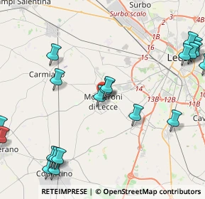 Mappa Via Raffaele D'Arpe, 73047 Monteroni di Lecce LE, Italia (6.1175)