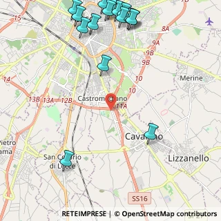 Mappa Via di Leuca Tempi Nuovi, 73020 Cavallino LE, Italia (3.38625)