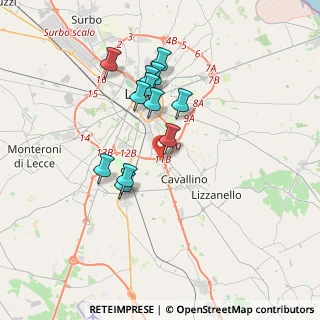 Mappa Via di Leuca Tempi Nuovi, 73020 Cavallino LE, Italia (3.33417)