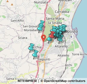 Mappa A18 Messina - Catania, 95014 Giarre CT, Italia (1.345)