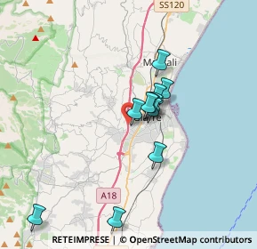 Mappa A18 Messina - Catania, 95014 Giarre CT, Italia (3.11182)