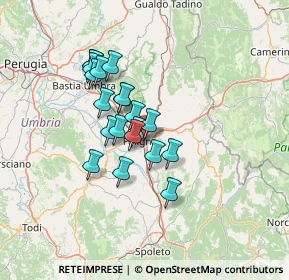 Mappa Via Tevere, 06034 Foligno PG, Italia (10.8895)